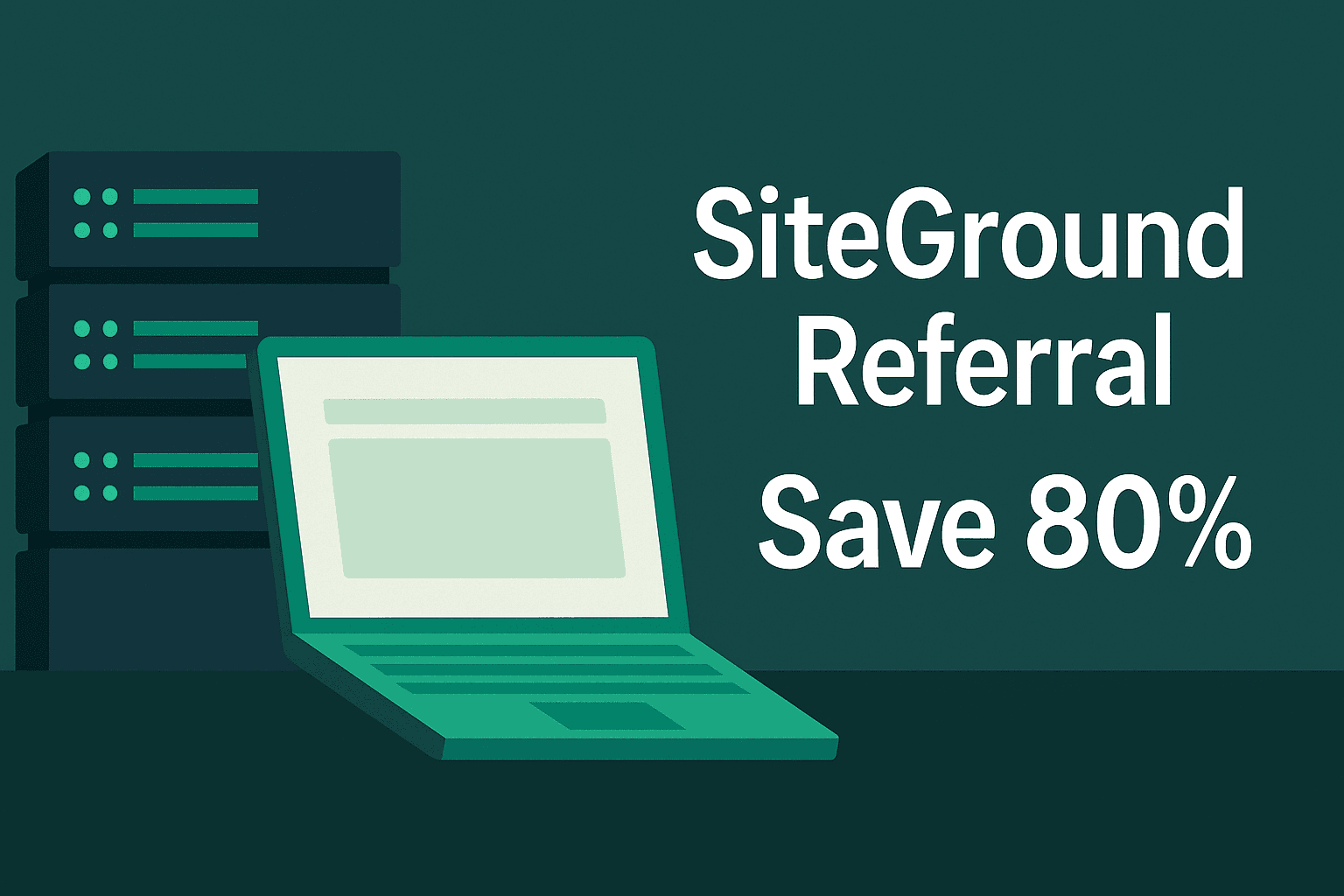 SiteGround referral August 2026 - servers and laptop graphic