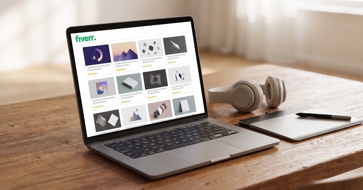 Fiverr's marketplace on a laptop