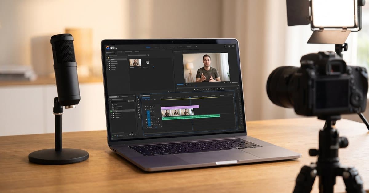 Gling AI editing a talking-head video