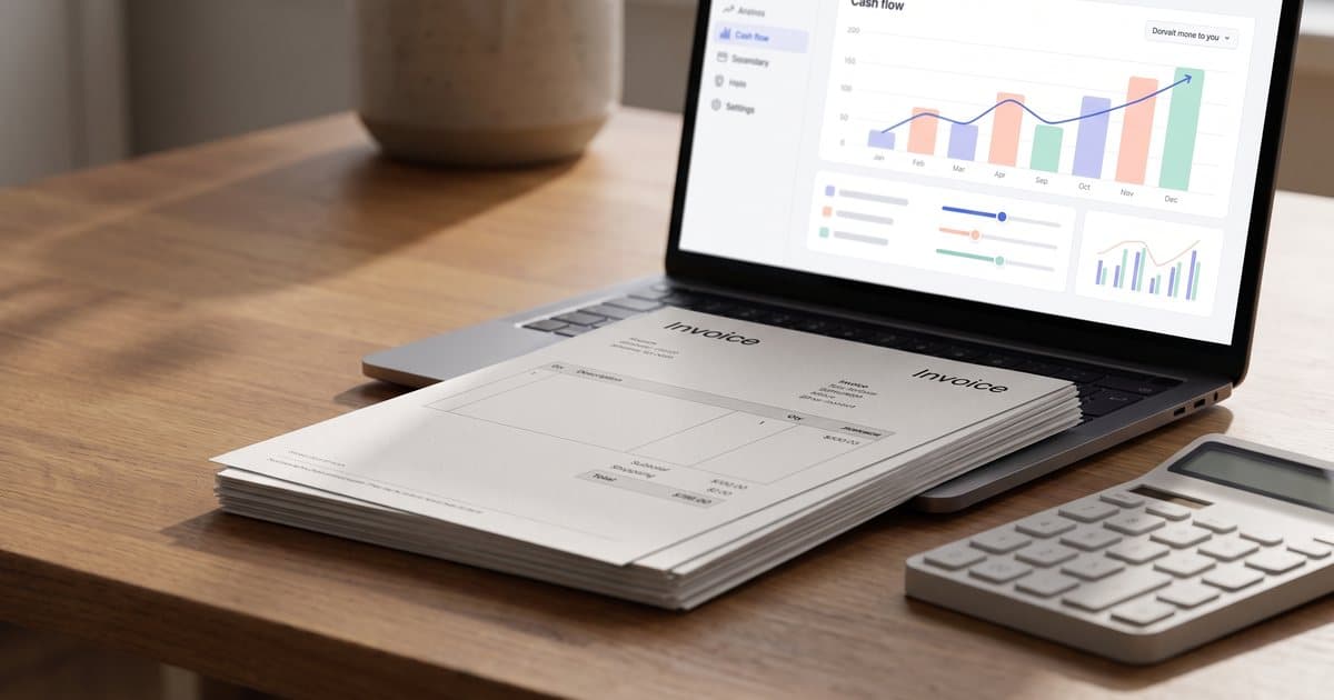 Invoices and a cash flow chart for invoice finance
