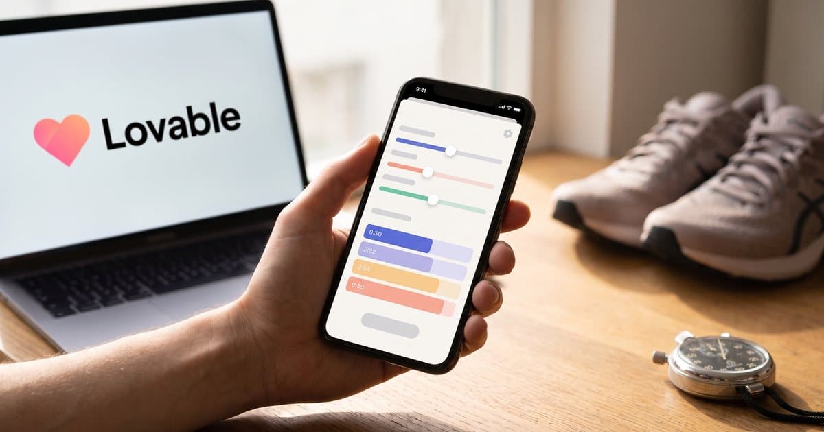 A running pace calculator built with Lovable on a phone