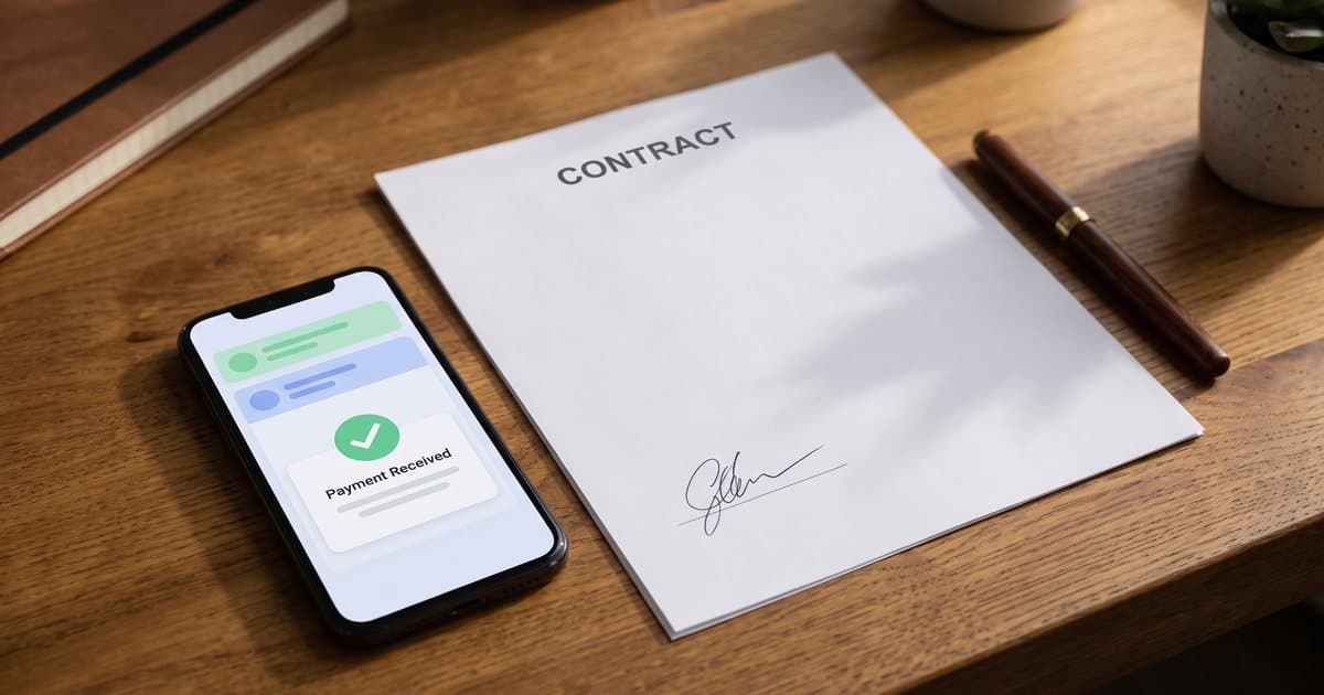 A freelancer receiving a deposit payment