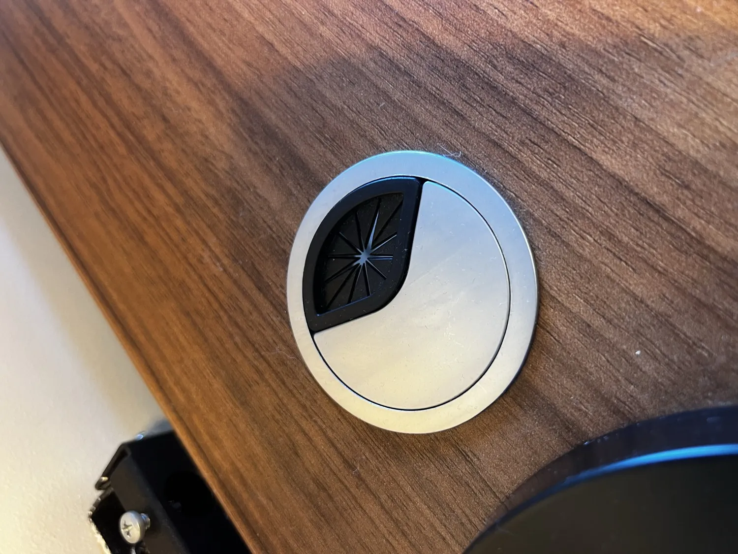The round cable-management grommet on the Desktronic HomePro desktop, the hole many buyers ask about